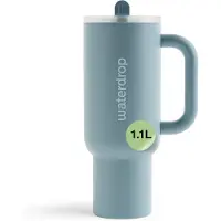 Waterdrop Explorer Thermo Drinkbeker 1,1 L - 12 uur koud - Drinkbeker met rietje, handvat en lekvrij deksel - Perfect voor ijskoude dranken - leiblauw - Drinkfles - Waterfles