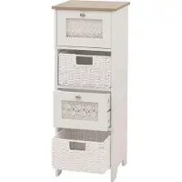 Mendler Commode -O75, ladekast, 4 laden, mandladen, hout, melamine, 82x30x30 cm ~ naturel-wit