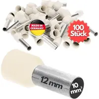 Kalitec 100 stuks AE1012EB adereindhulzen geïsoleerd 10,0 mm² 12 mm lang ivoor I Made in Germany I Industriële kwaliteit