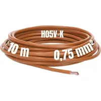 Kalitec 10 meter H05V-K 0,75 mm² bruine bedradingskabel I kernkabel I PVC enkeladerig I meeraderig 0,75mm2 I bedrading fijnaderig I enkele kabel I kabel massief I schakeldraad vlamvertragend