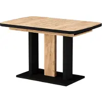 Vicco Eettafel Fenaro, Zwart/Eiken, 120-160 x 80 cm 2 delen