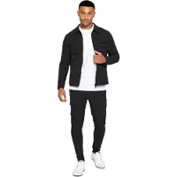 Enzo | Heren Cargo Shacket Trainingspak Set - Zwart
