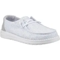 HeyDude Wendy Oogjes Veters Katoenmengsel Dames Ancient Blue Moccasins Schoenen