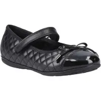 Hush puppies Lottie Leren Zwarte Ballerina's Voor Meisjes