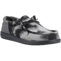 HeyDude Wally Funk Overdye Katoenen Heren Zwart/Granietgrijs Moccassinschoenen