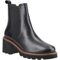 Hush puppies Gaia Dames Zwarte Leren Chelsea Laarzen Met Hak