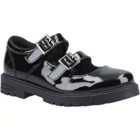 Hush puppies Ella Patent Senior Meisjes Zwart Leren Schoenen