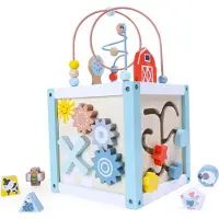 Northio houten activiteiten kubus sorteerder - Educatief speelgoed voor handvaardigheid ontwikkeling - Geschikt vanaf 18 maanden - 22 x 22 x 22 cm - Montessori speelgoed - Hout