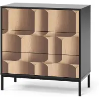 Vicco Eliza Ladekast – 80 x 81.2 cm met 3 laden Zwart/eiken
