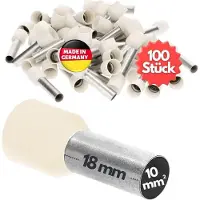 Kalitec 100 stuks AE1018EB adereindhulzen geïsoleerd 10,0 mm² 18 mm lang ivoor I Made in Germany I Industriële kwaliteit