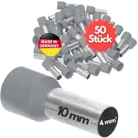 Kalitec 50 stuks AE410GRSB adereindhulzen geïsoleerd 4,0 mm² 10 mm lang grijs I Made in Germany I Industriële kwaliteit