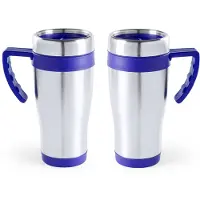 Carson 10x stuks rVS thermosbeker/warmhoud koffiebekers blauw 500 ml - Isoleerbekers/reisbekers