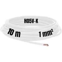 Kalitec 10 meter H05V-K 1 mm² witte bedradingskabel I kernkabel flexibel I PVC enkelader I meeraderig 1mm2 I bedrading fijnaderig I enkele kabel I kabel massief I schakeldraad vlamvertragend