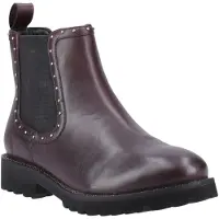 Hush puppies Gwyneth Leren Dames Platte Chelsea Laarzen In Prune Kleur