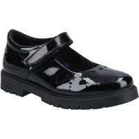 Hush puppies Sabrina Patent SNR Meisjes Zwart Leren Schoenen