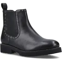 Hush puppies Gwyneth Leren Dames Zwarte Platte Chelsea Laarzen