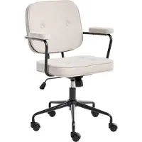 Beliani PAWNEE - Bureaustoel - Lichtbeige - Fluweel