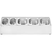 Hendi gastronormhouder - roestvast staal - 5 compartimenten, antislip en optionele wandmontage - 74,5 x 24,5 x 21,5 cm - zilverkleurig - voor gastronormbakken
