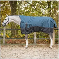 QHP Deken Turnout Collection Halve Hals 150gr Blauw - 155/205