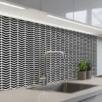 KitchenYeah Keuken achterwand 100x60 cm - Spatscherm zelfklevend Patronen - Abstract - Zwart - Wit - Geometrie - Muurbeschermer - Spatwand fornuis