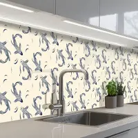 KitchenYeah Keuken achterwand 500x80 cm - Spatscherm zelfklevend Karper - Vis - Japan - Patronen - Muurbeschermer - Spatwand fornuis