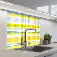 KitchenYeah Keuken achterwand 80x80 cm - Spatscherm zelfklevend Geel - Patroon - Zomer - Muurbeschermer - Spatwand fornuis