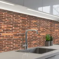 KitchenYeah Keuken achterwand 200x80 cm - Spatscherm zelfklevend Bakstenen - Oud - Muur - Verkleuring - Muurbeschermer - Spatwand fornuis