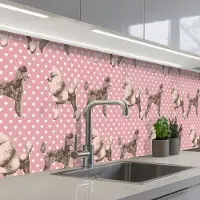 KitchenYeah Keuken achterwand 300x60 cm - Spatscherm zelfklevend Hart - Poedel - Patroon - Muurbeschermer - Spatwand fornuis