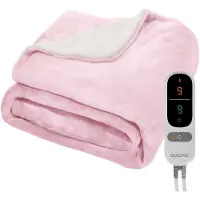Auronic Elektrische Deken - 180x130cm - Warmtedeken - 1 Persoon - Sherpa Fleece - 9 Hitte en Timerstanden - Bovendeken - Verwarmingsdeken - Roze