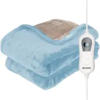Auronic Elektrische Deken - 160x120cm - Warmtedeken - 1 Persoons - 3 Warmtestanden - met Timer - Verwarmingsdeken - Lichtblauw