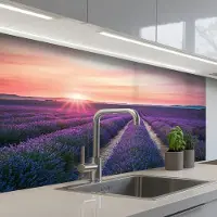 KitchenYeah Keuken achterwand 100x60 cm - Spatscherm zelfklevend Lavendel - Paars - Bloemen - Muurbeschermer - Spatwand fornuis