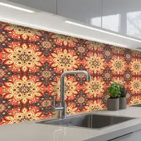 KitchenYeah Keuken achterwand 150x60 cm - Spatscherm zelfklevend Mandala - Bohemian - Design - Muurbeschermer - Spatwand fornuis