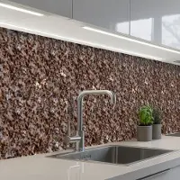 KitchenYeah Keuken achterwand 500x60 cm - Spatscherm zelfklevend Graniet - Bruin - Structuur - Muurbeschermer - Spatwand fornuis