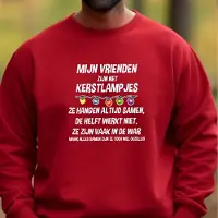 B&C Uniseks kersttrui: Mijn Vrienden zijn net kerstlampjes- Rood Maat 4XL- Foute kersttrui. kerst Sweater
