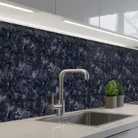 KitchenYeah Keuken achterwand 400x80 cm - Spatscherm zelfklevend Grijs - Zwart - Patroon - Muurbeschermer - Spatwand fornuis