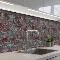 KitchenYeah Keuken achterwand 200x60 cm - Spatscherm zelfklevend Roest - Blauwe - Rode - Vlekken - Muurbeschermer - Spatwand fornuis