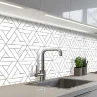 KitchenYeah Keuken achterwand 250x60 cm - Spatscherm zelfklevend Design - Lijn - Patroon - Zwart - Wit - Muurbeschermer - Spatwand fornuis