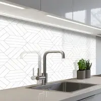 KitchenYeah Keuken achterwand 100x60 cm - Spatscherm zelfklevend Patroon - Lijn - Design - Zwart - Wit - Muurbeschermer - Spatwand fornuis