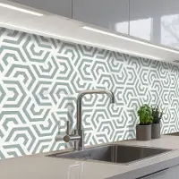 KitchenYeah Keuken achterwand 400x80 cm - Spatscherm zelfklevend Design - Lijn - Patroon - Groen - Muurbeschermer - Spatwand fornuis