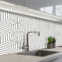 KitchenYeah Keuken achterwand 200x60 cm - Spatscherm zelfklevend Lijn - Design - Geometrie - Patroon - Muurbeschermer - Spatwand fornuis