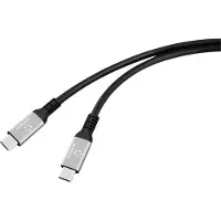 Renkforce RF-6820206 USB-C-kabel USB 4.0 USB-C stekker 0.50 m Zwart Aluminium-stekker, Silicone, Zeer flexibel, 8K UHD