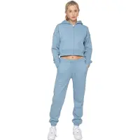 Enzo | Dames Crop Zip Hoodie Tracksuit Set
