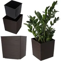 Kadax Bloempot van kunststof, weerbestendige tuinpot voor balkon, terras, binnen, lichte pot met inzet, plantenpot, bloempot (mokka, hoogte: 41,5 cm)