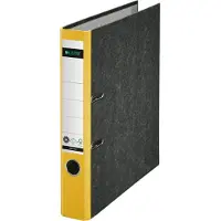 Leitz Wolkenmarmor-Ordner, 180 Grad, DIN A4, 52 mm, gelb farbiger Rücken, Einband aus Pappe, außen m