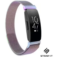 Strap-it Milanees Smartwatch bandje - Geschikt voor Fitbit Inspire / Inspire HR / Inspire 2 Milanese band - rainbow - Horlogeband / Polsband / Armband - Maat: Maat S