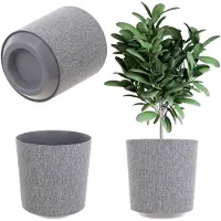 Kadax Decoratieve bloempot, ronde plantenpot, kunststof bloempot, plantenpot voor teelt van planten, kruidenpot voor binnen en buiten (grijs, 19 cm)