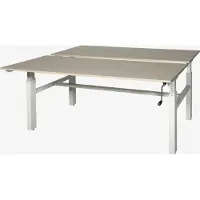 Schaffenburg Romeo Duo werkplek, zit/zit hoogte verstelbaar dmv slinger (62-85cm) voorzien van 180x80/80cm robson eiken 25mm melamine bladen en wit H-poot frame
