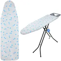Kadax Strijkplankovertrek met trekkoord, strijkplankovertrek voor stoomstrijkijzer, vervangende strijkplankhoes met teflon-coating (blauwe bloemen, 140 x 55 cm)