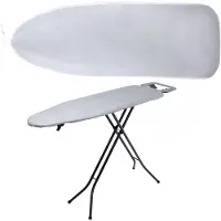 Kadax Strijkplankhoes, gemetalliseerde strijkplankhoes van katoen voor stoomstrijkijzer, strijkplankhoes met trekkoord en stopper, strijkplankhoes (grijs, 137 x 48 cm)