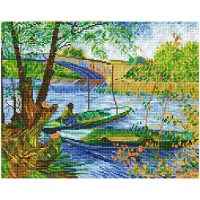 Diamond Dotz Diamond Painting Volwassenen - Ronde Steentjes - Volledig Pakket - Hobby - - DD9.036 - Visserij (Van Gogh) 40 x 50cm